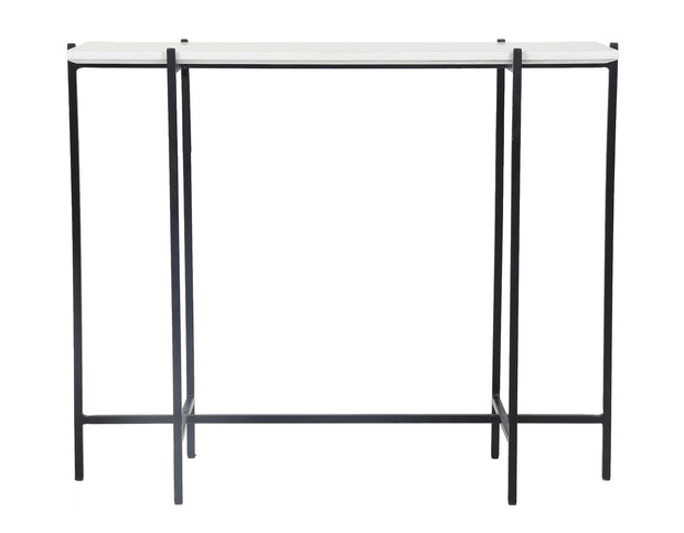 Function Console Table - White Marble/Black Base
