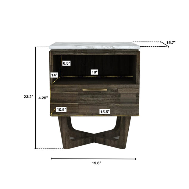 Aura 1 Drawer Nightstand with Shelf