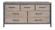 light brown industrial 7 drawer dresser