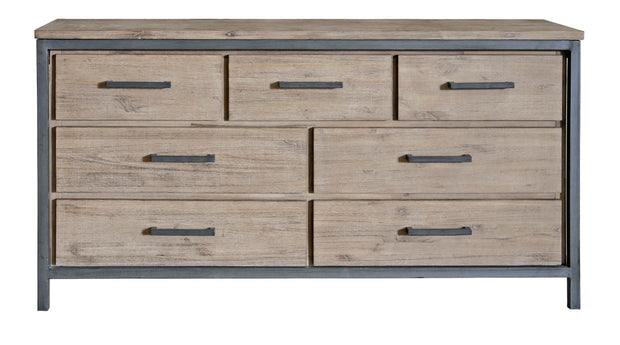 light brown industrial 7 drawer dresser