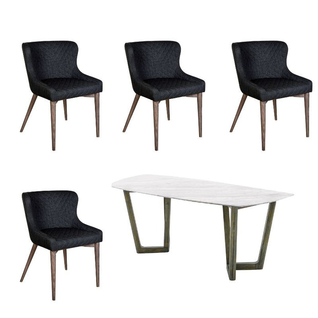 Aura Dining Set w/ Mila Dark Grey Chairs
