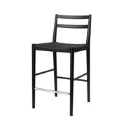 Jakarta Counter Stool with Back - Black/Black Woven Seat