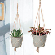 Craft Small Hanging Pot With Netting - Cement Grey
