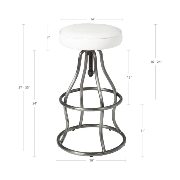 Bowie Bar Stool - White Leather