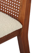 Cane Dining Chair - Scandi Boucle White/Brown Frame (Limited Edition)