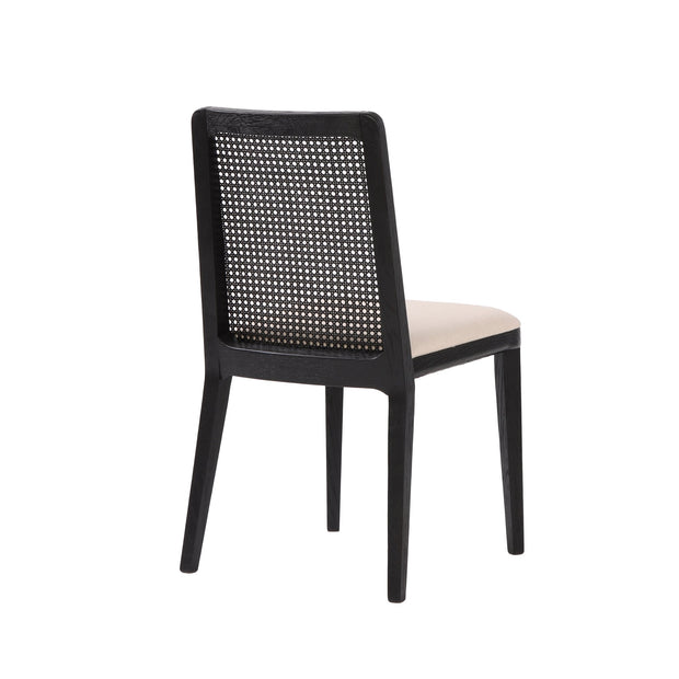Cane Dining Chair - Oyster Linen/Black Frame