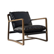Relax Club Chair - Black Leather with Black PU Frame